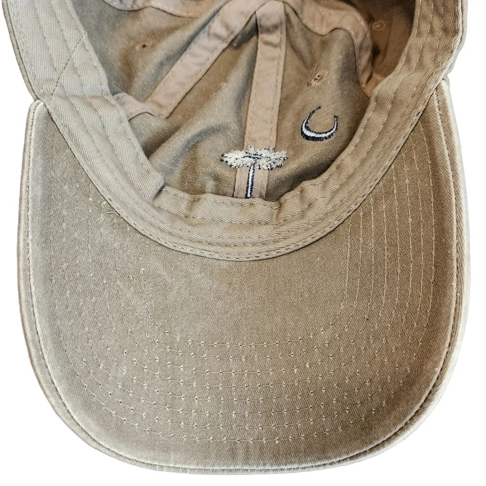 Embroidered olive khaki South Carolina SC Palmetto Crescent Washed Cap Hat